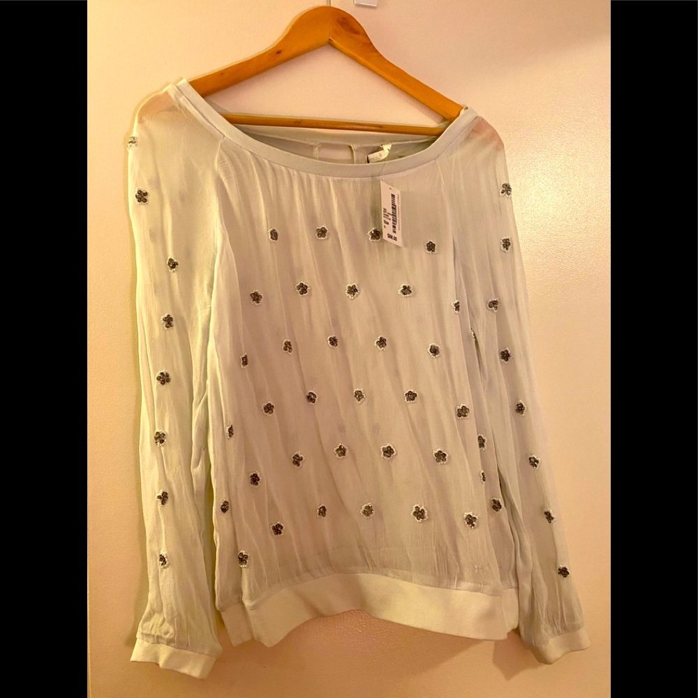 Off white bedazzled blouse